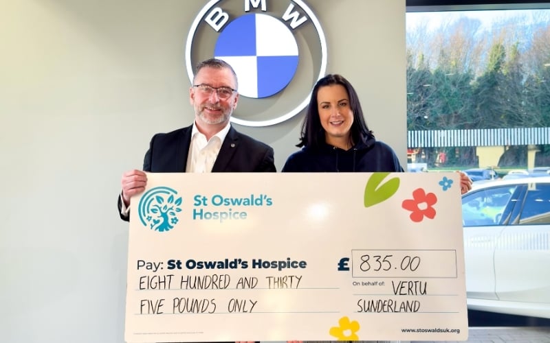 Vertu BMW Sunderland Drives Support For St Oswald's Hospice With Donation