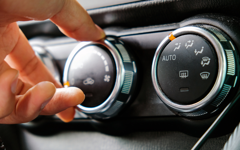 Car interior showing air con controls