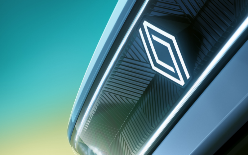 New Renault 4 E-Tech 100% electric close-up of grille